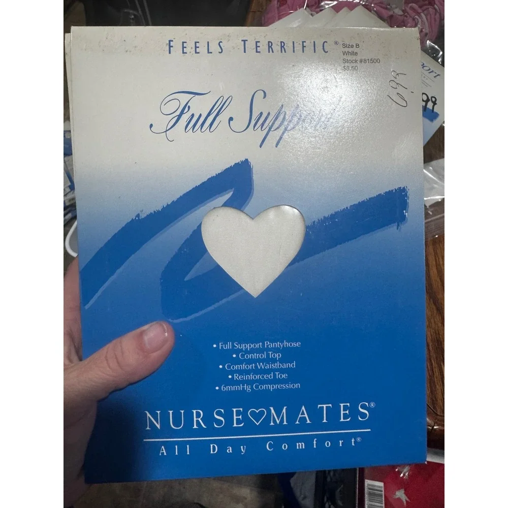 Nurse Mates Full Support Pantyhose 6mmHg Compression White Honey Beige 2 Pairs